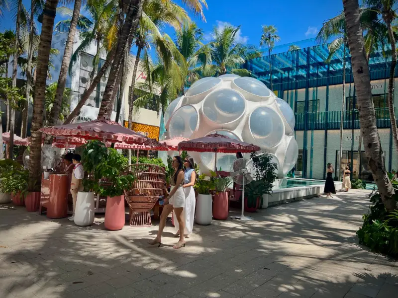 Buckminster Fuller's Fly's Eye Dome in Palm Court, Miami Design District