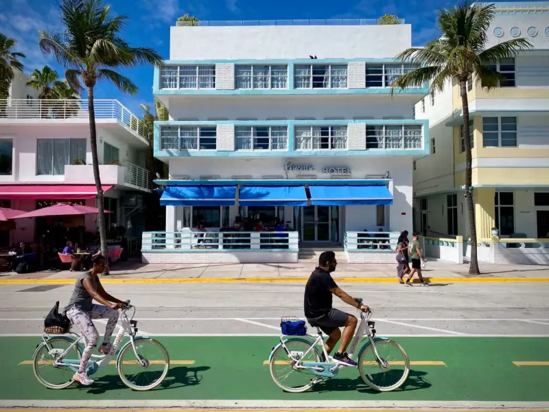 Penguin Hotel, an Art Deco hotel on Ocean Drive, South Beach, Miami Beach