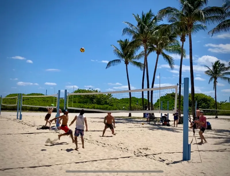 Beach volleyball by Lummus Park, South Beach, Miami Beach