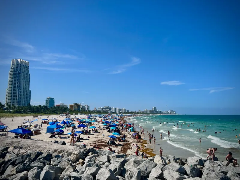Atlantic beach at South Pointe Park, southern tip of Miami Beach