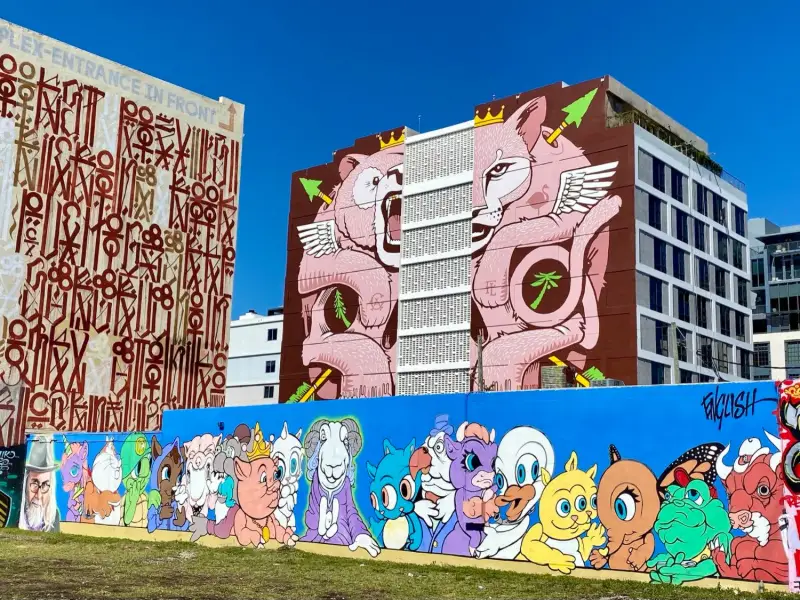 Character murals on warehouse walls in the Wynwood Arts District, Miami