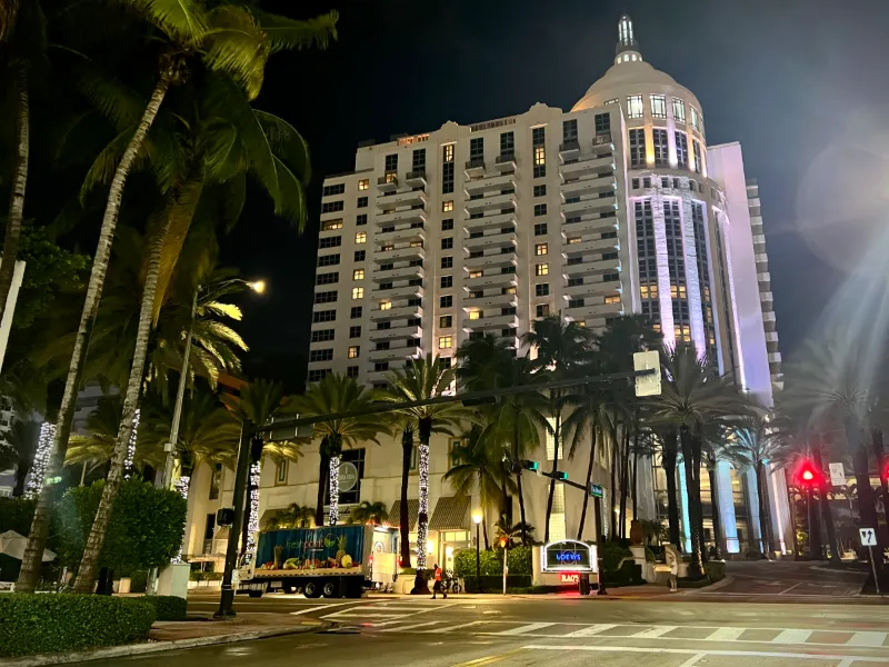 Loews Miami Beach Hotel at Collins Avenue and 16th Street at night, South Beach